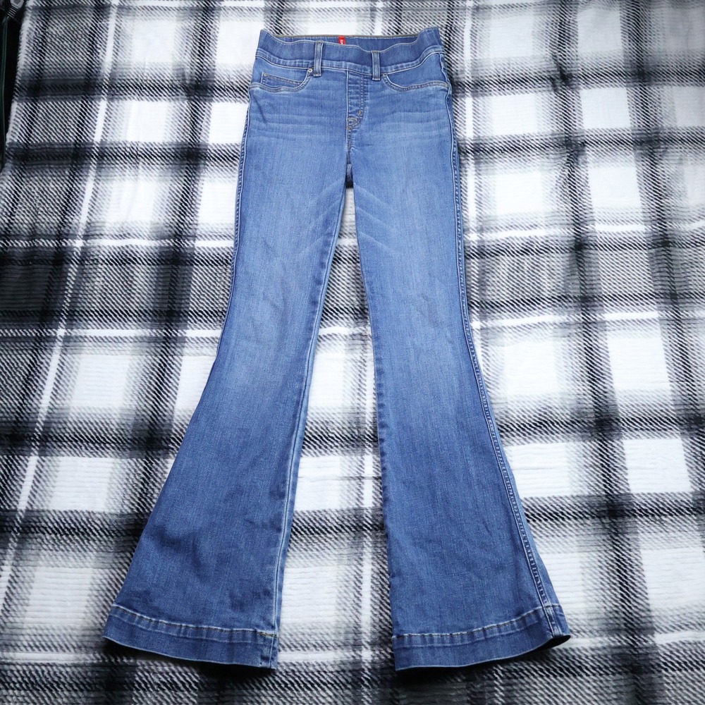 Spanx Flare Jeans Medium Wash High Waisted Pull On Denim XS Petite